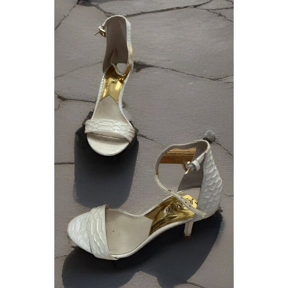 Michael Kors The Jet Set 6 Kristen Mid-Heel Snake-Embossed Sandal US 7 White - Picture 4 of 7